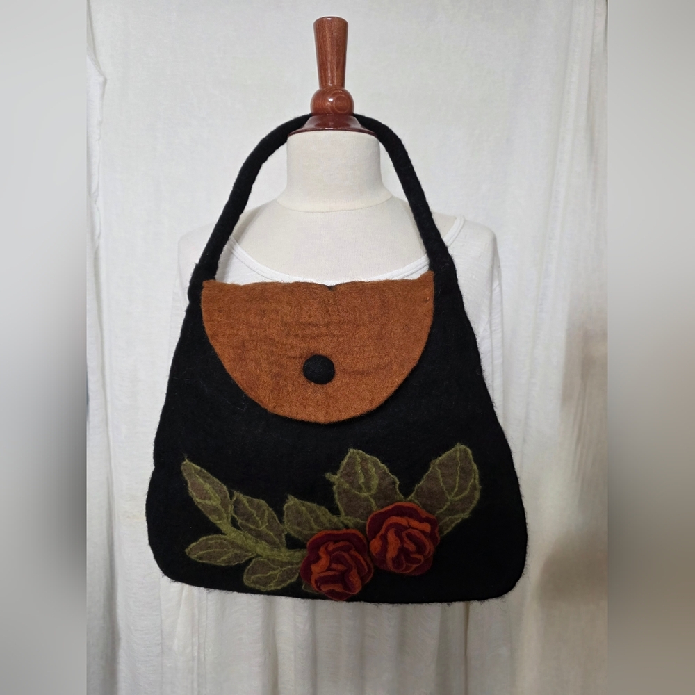 HANDMADE BOILED WOOL PURSE *RISING TIDE*